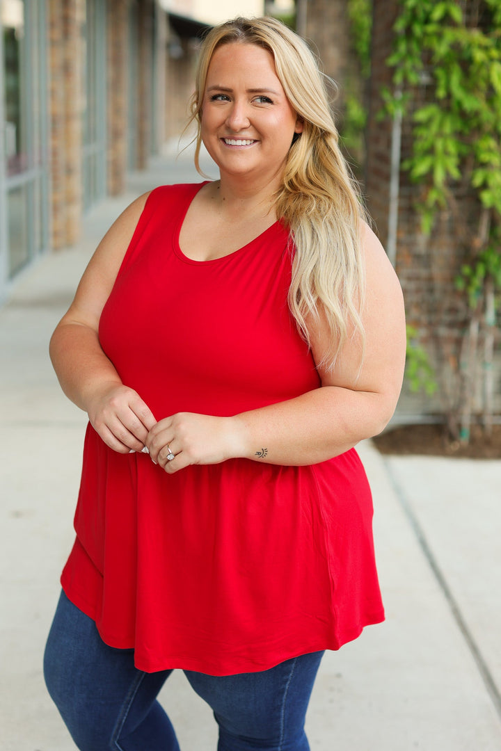 IN STOCK Renee Ruffle Tank - Red