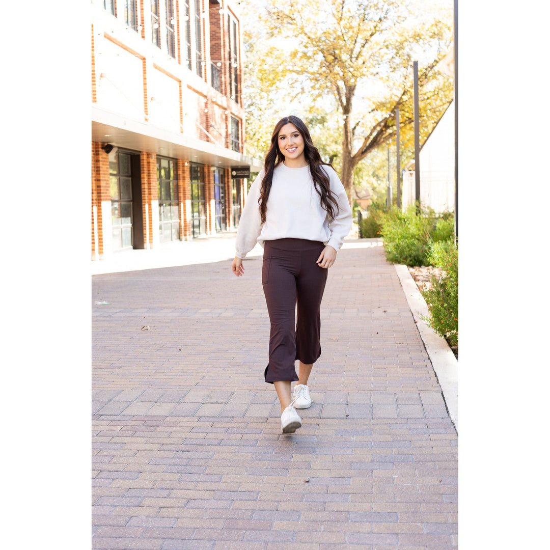 The Whitney - Brown High Waisted Gaucho Pants- by Julia Rose