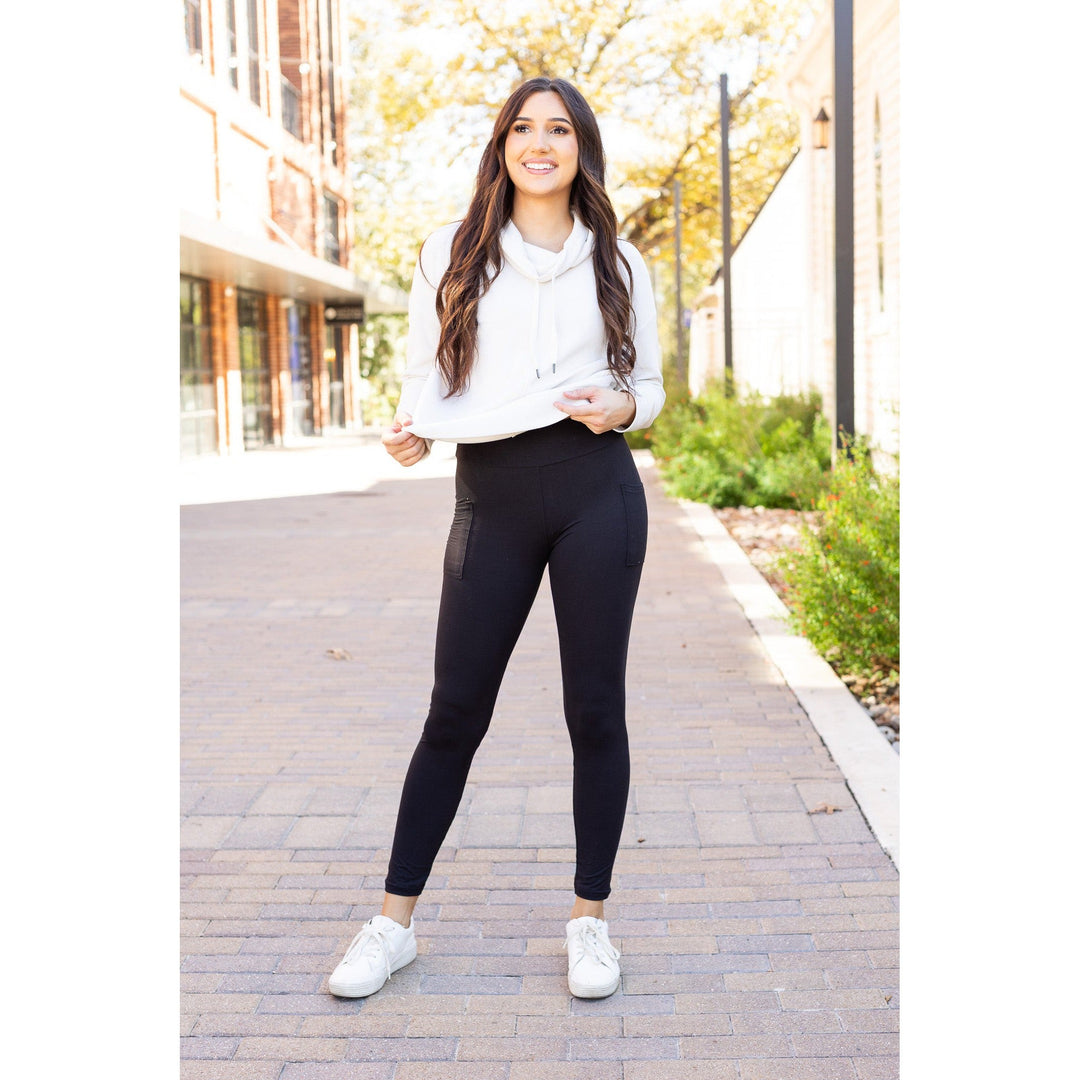 * OW BLACK FULL-LENGTH Leggings with POCKET- BEST SELLER!