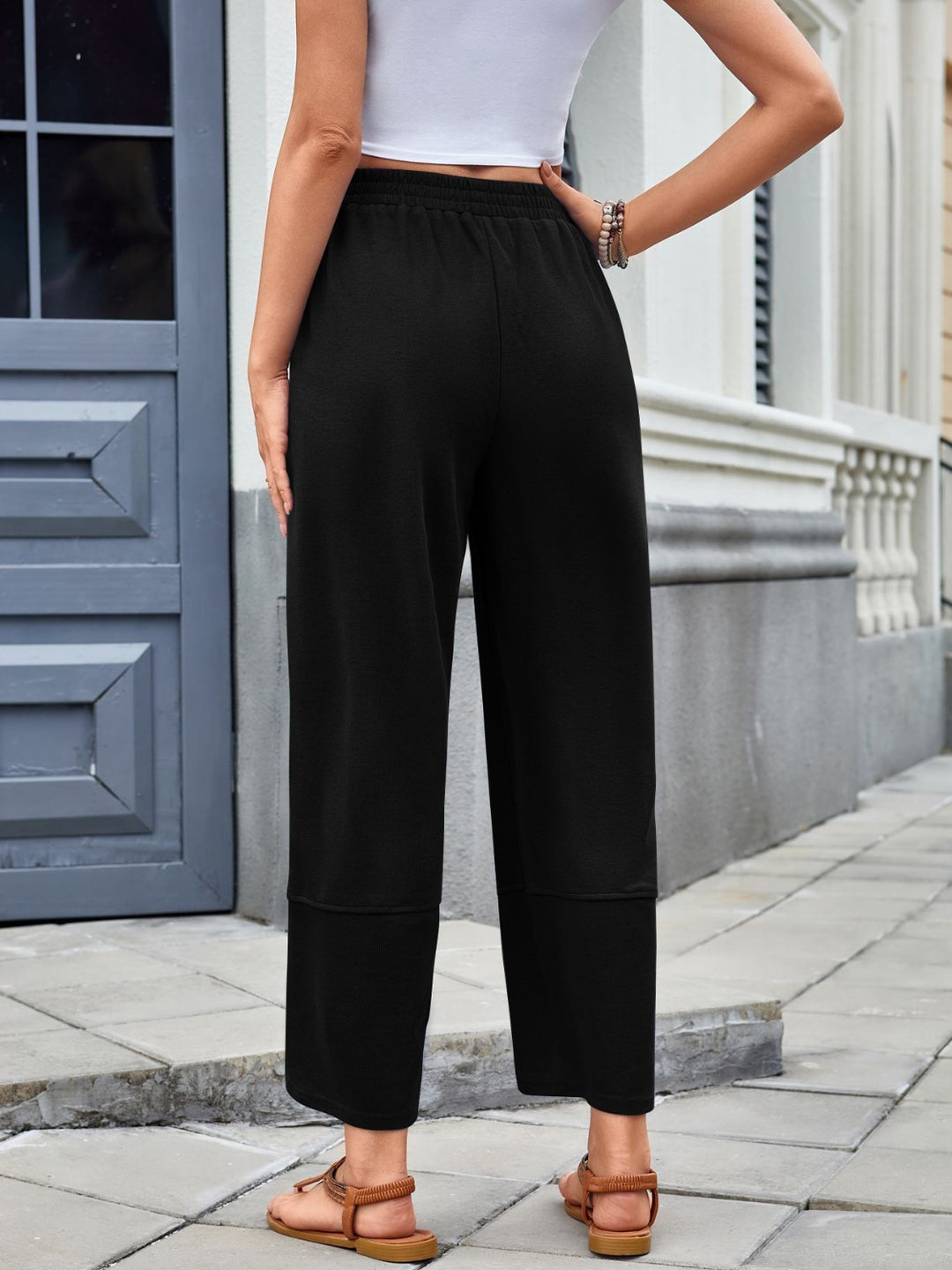 Lovelet Elastic Waist Wide Leg Pants