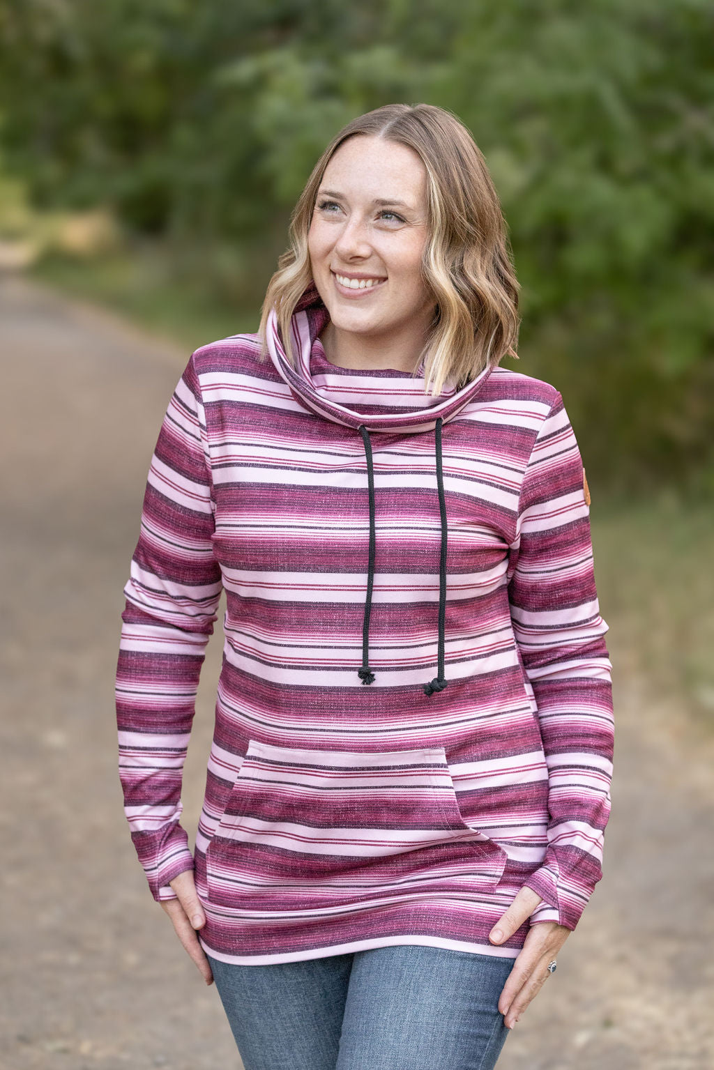 IN STOCK Soft Funnel Neck - Berry Serape