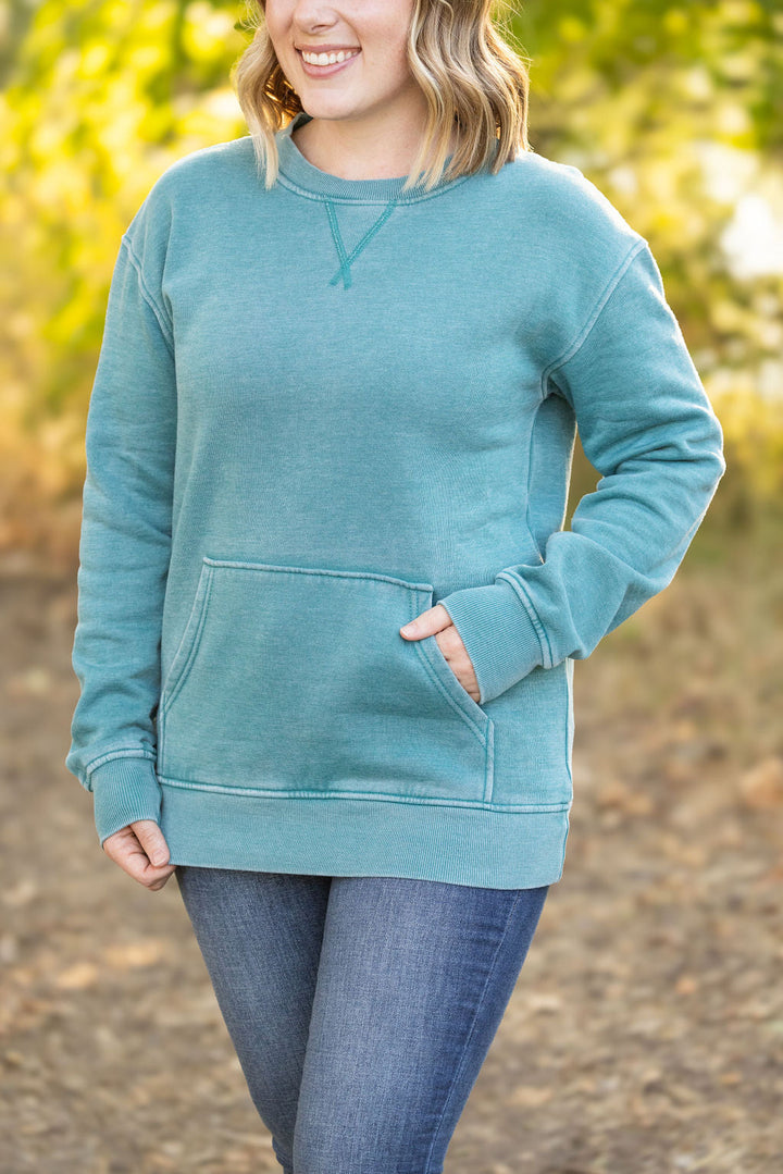 IN STOCK Vintage Wash Pocket Pullover - Teal