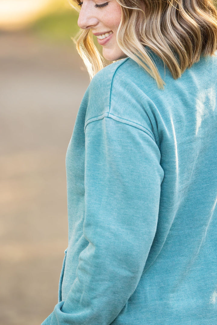 IN STOCK Vintage Wash Pocket Pullover - Teal