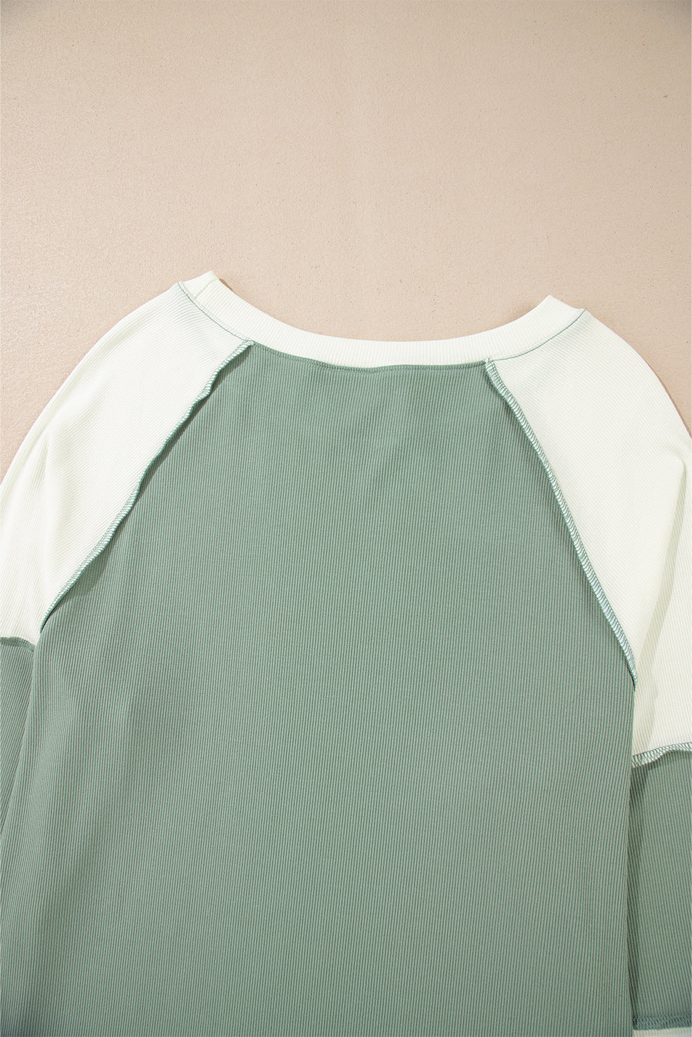 Color Block Round Neck Raglan Sleeve Top