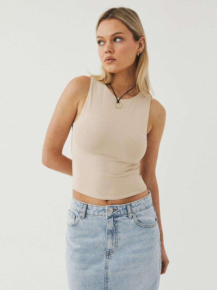 RaeLynn Round Neck Cropped Tank