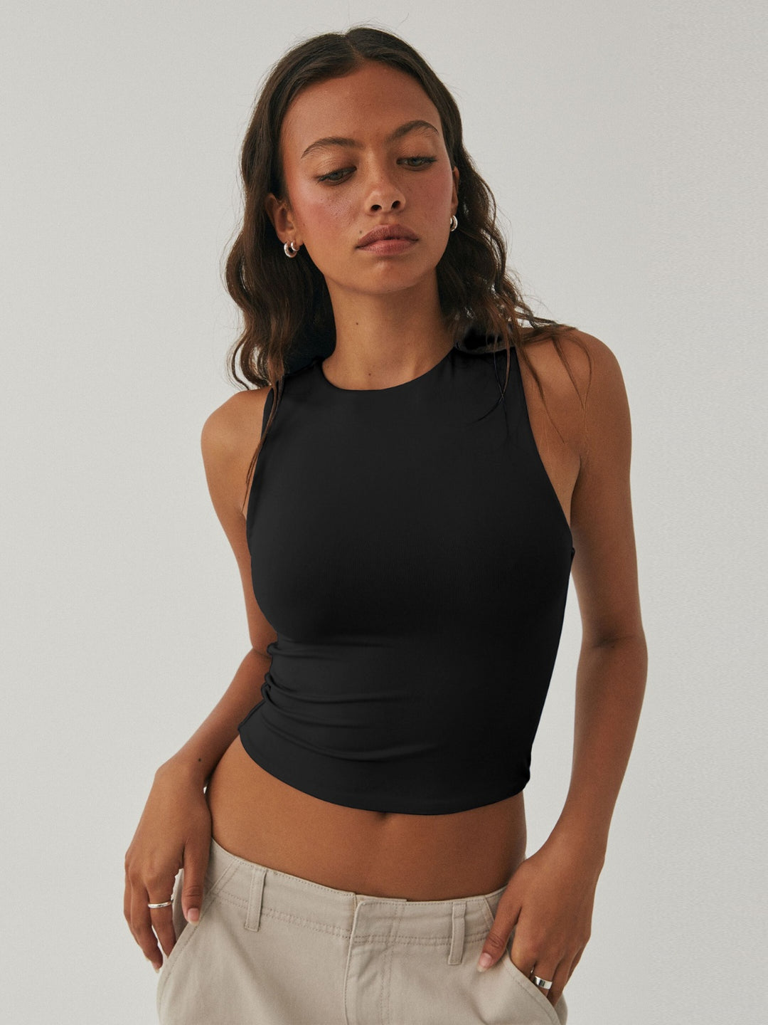 RaeLynn Round Neck Cropped Tank