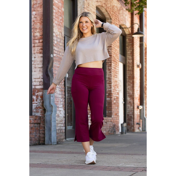 The Courtney - Maroon High Waisted Gaucho Pants - by Julia Rose