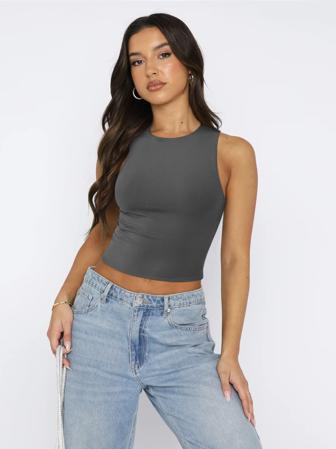 RaeLynn Round Neck Cropped Tank