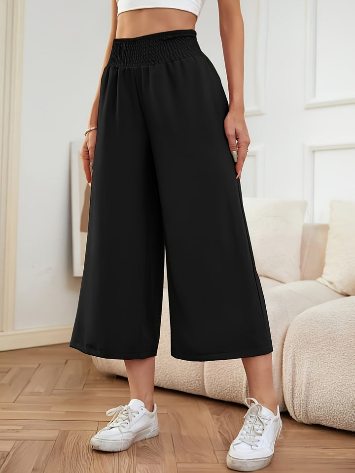 Elastic Waist Wide Leg Pants