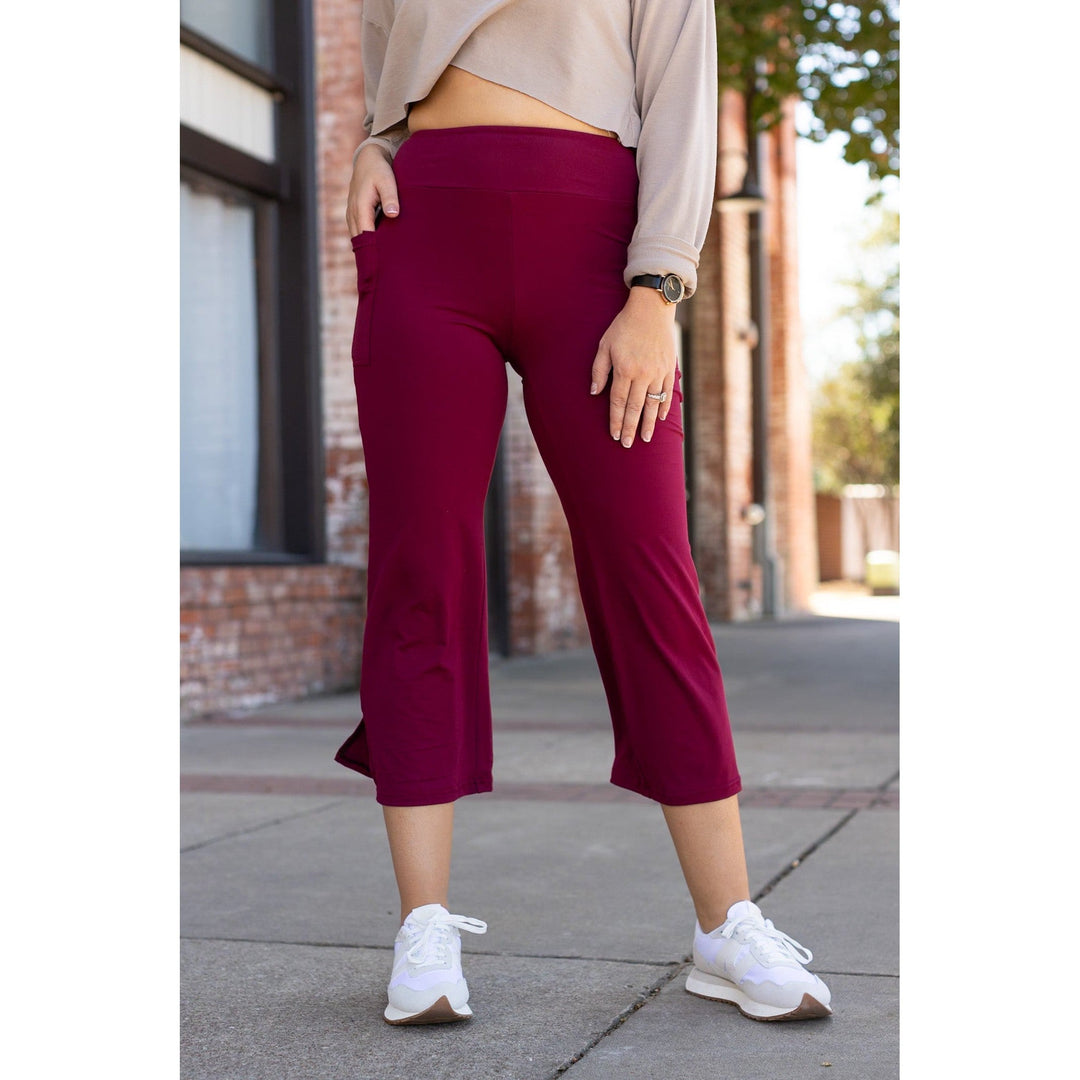 The Courtney - Maroon High Waisted Gaucho Pants - by Julia Rose