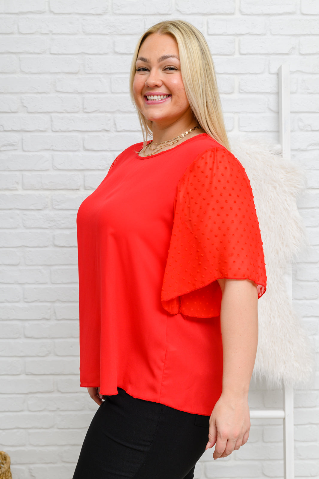 Best Of My Love Short Sleeve Blouse In Red