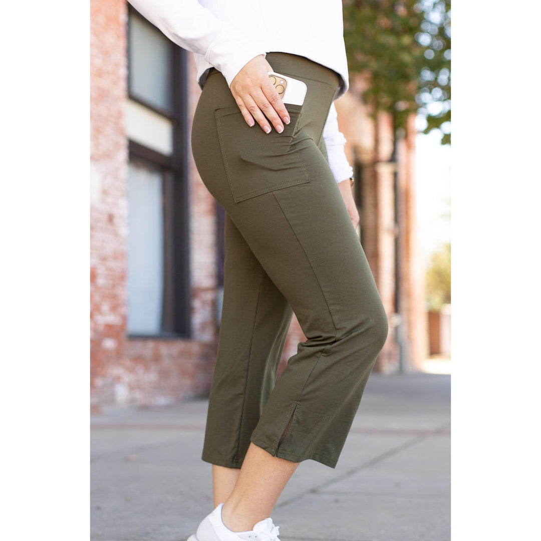 The Shyla - Olive High Waisted Gaucho Pants- by Julia Rose