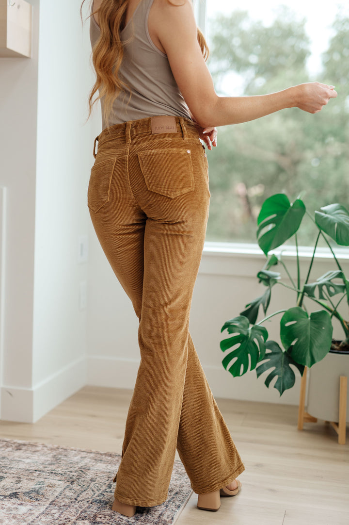 Cordelia Judy Blue Bootcut Corduroy Pants in Camel