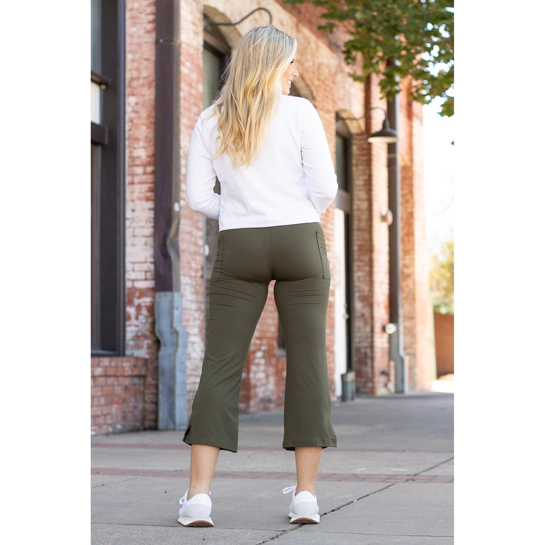 The Shyla - Olive High Waisted Gaucho Pants- by Julia Rose