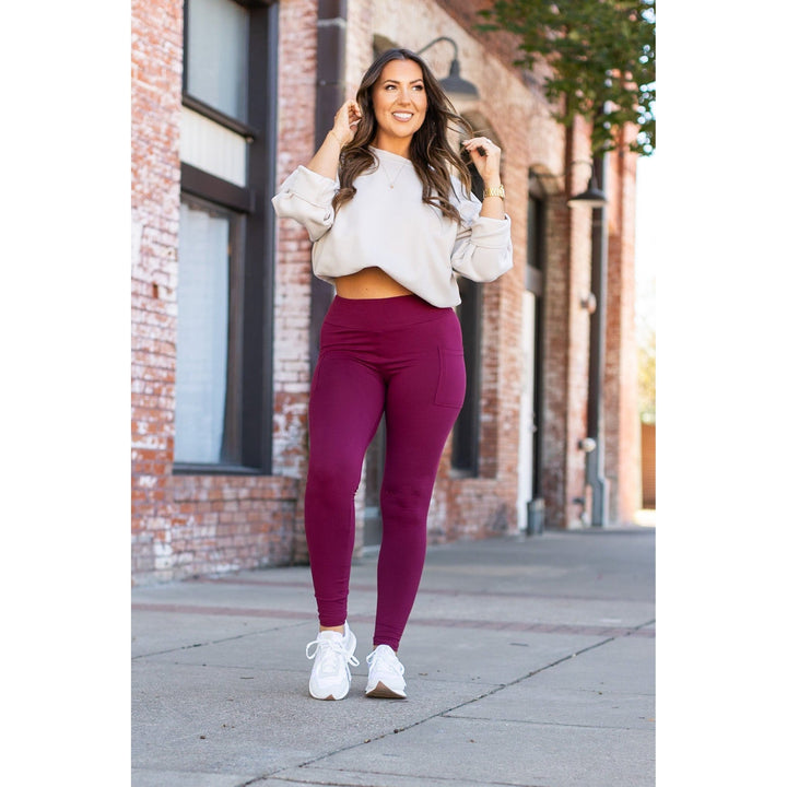 * OW MAROON FULL-LENGTH Leggings with POCKET