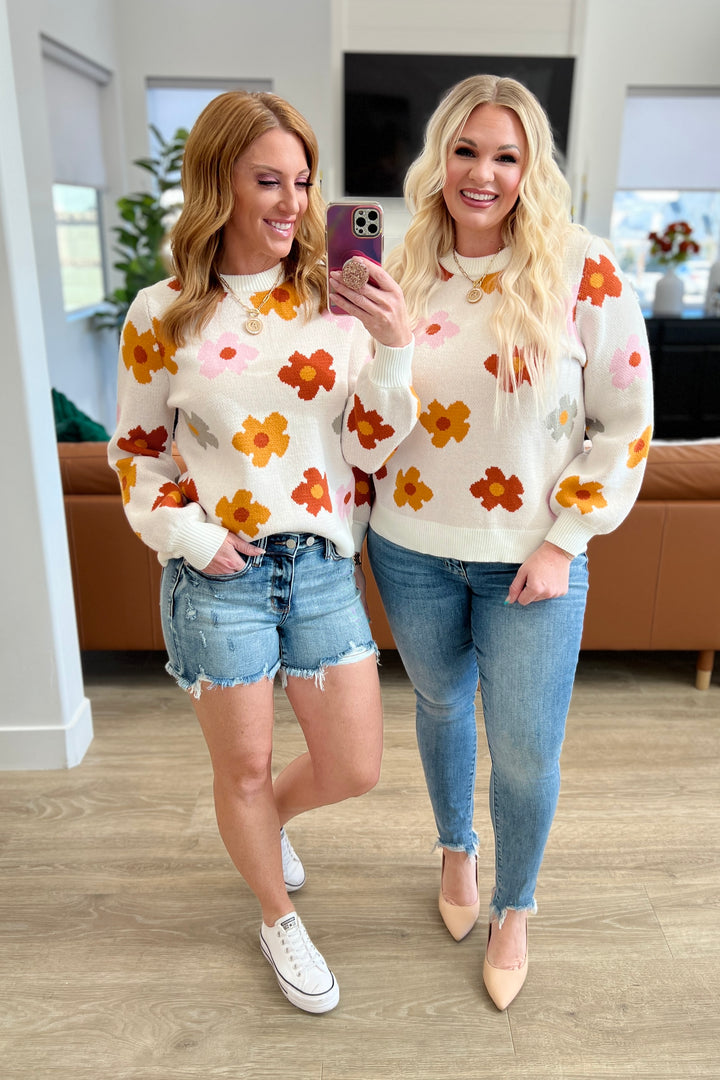 Falling Flowers Floral Sweater