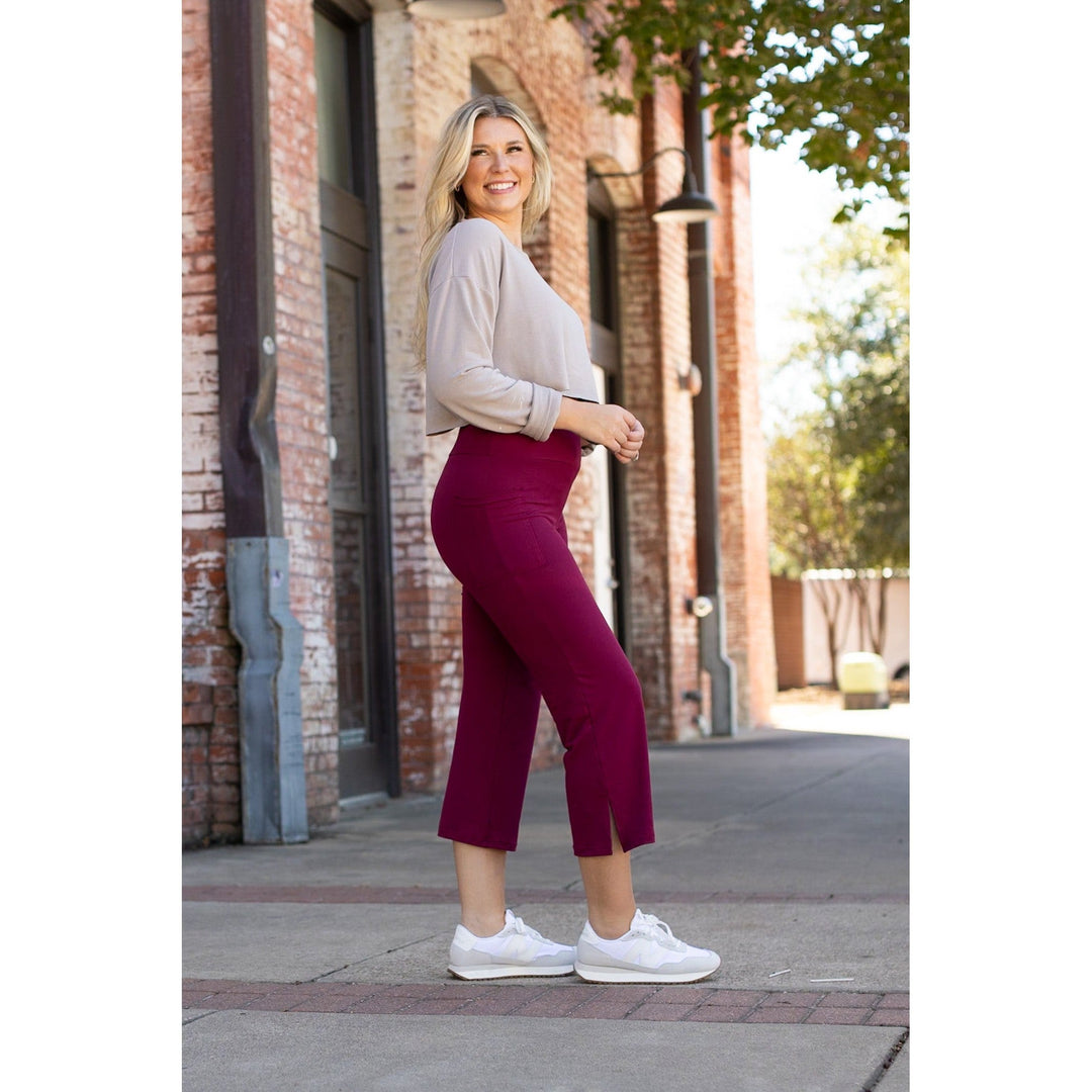 The Courtney - Maroon High Waisted Gaucho Pants - by Julia Rose