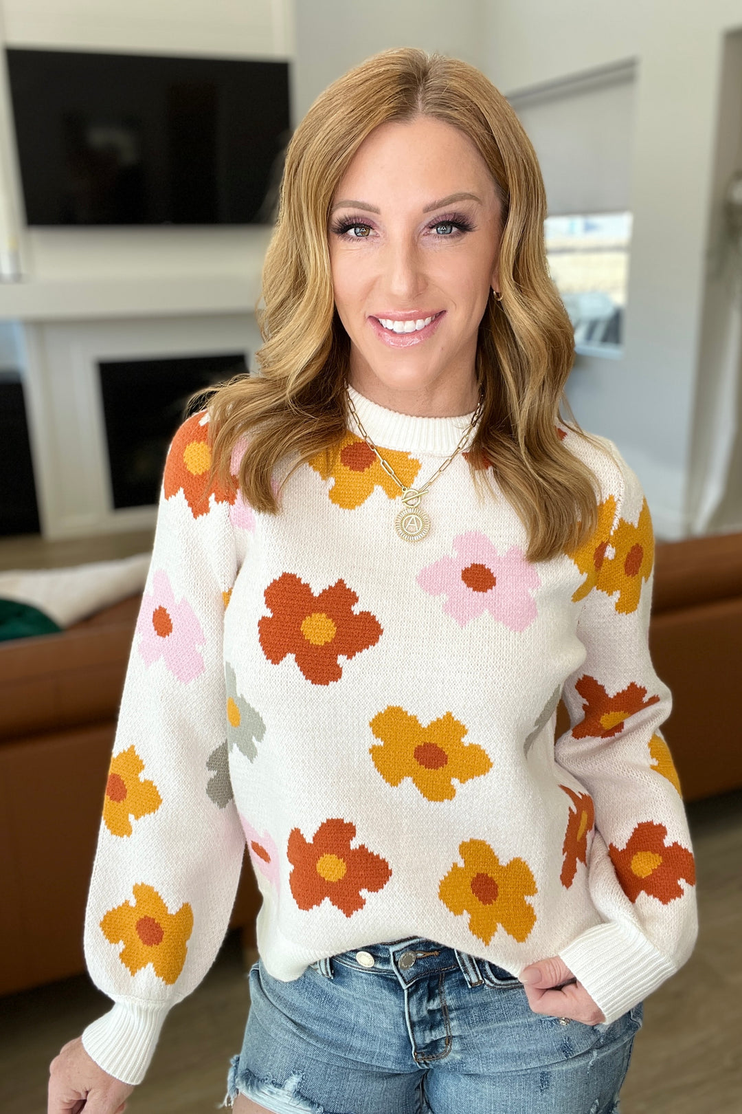 Falling Flowers Floral Sweater