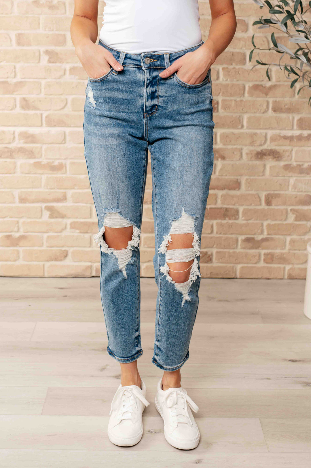 Frankie High Waist Distressed Judy Blue Boyfriend Jeans