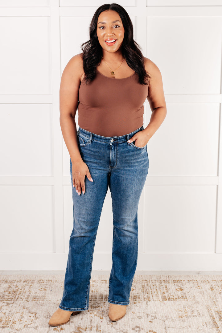 Hannah Mid Rise Thermal Bootcut Jeans by Judy Blue