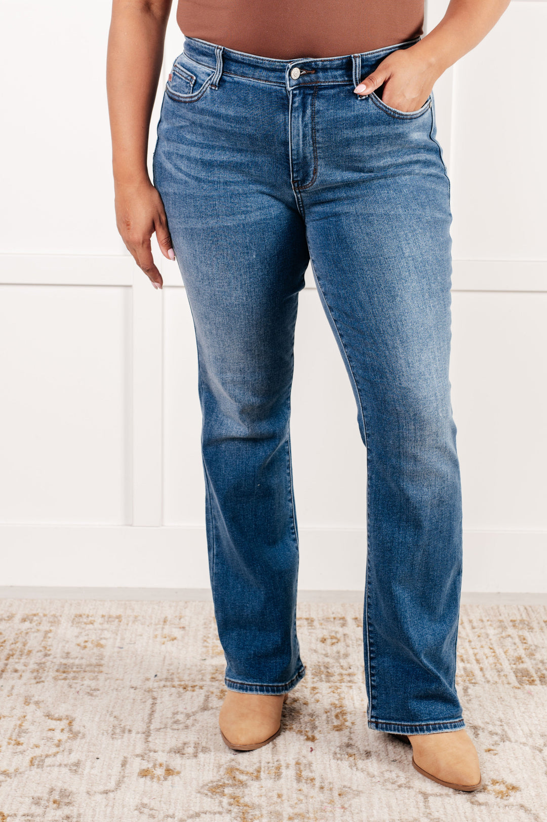 Hannah Mid Rise Thermal Bootcut Jeans by Judy Blue