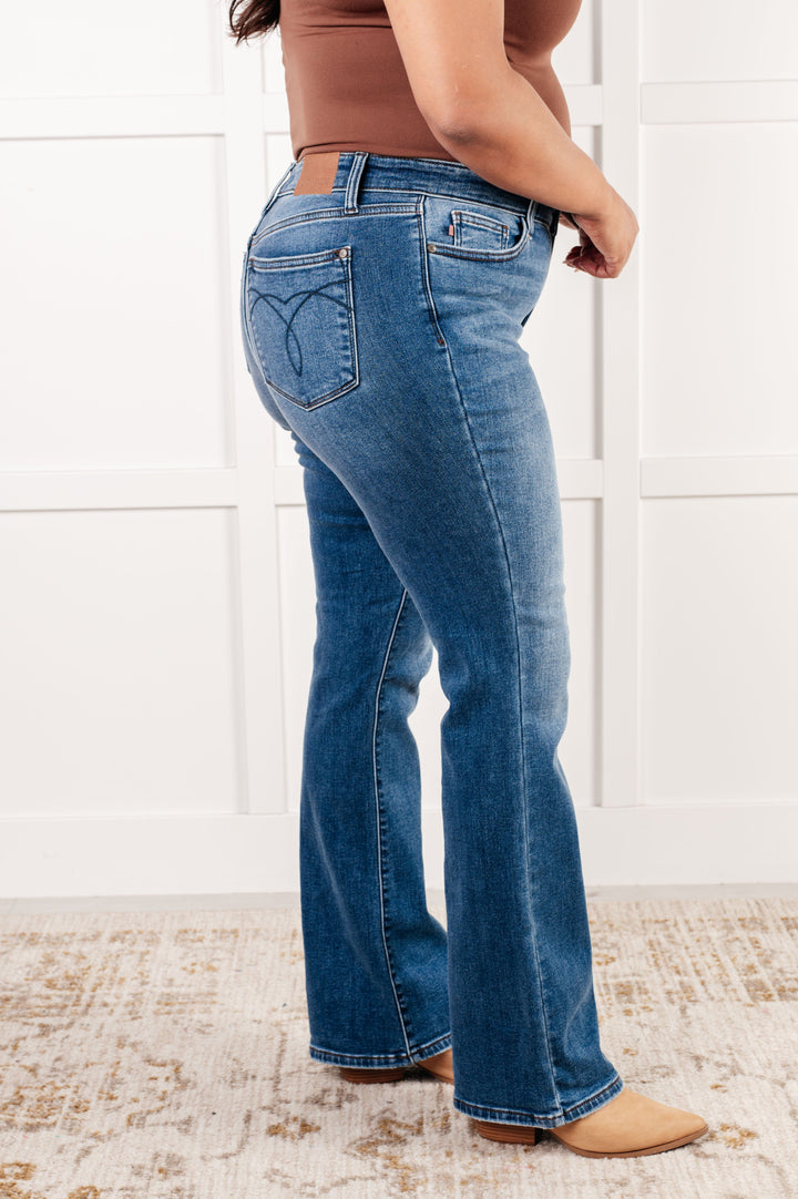 Hannah Mid Rise Thermal Bootcut Jeans by Judy Blue