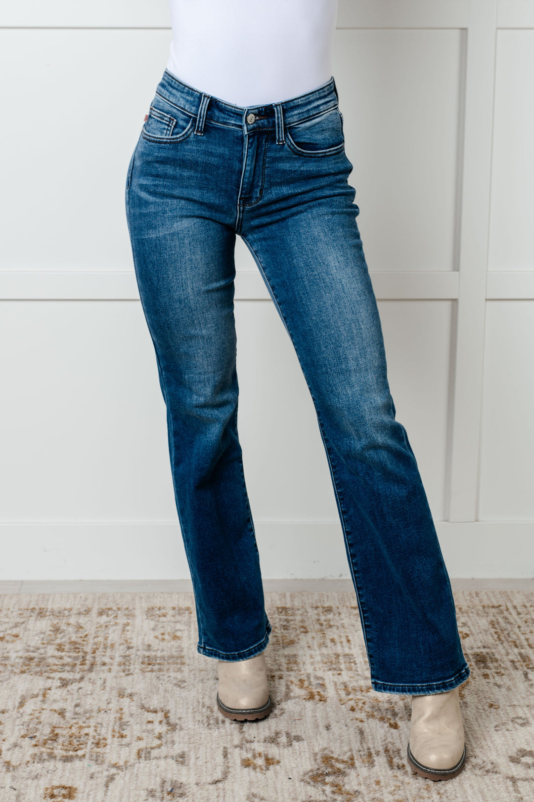 Hannah Mid Rise Thermal Bootcut Jeans by Judy Blue