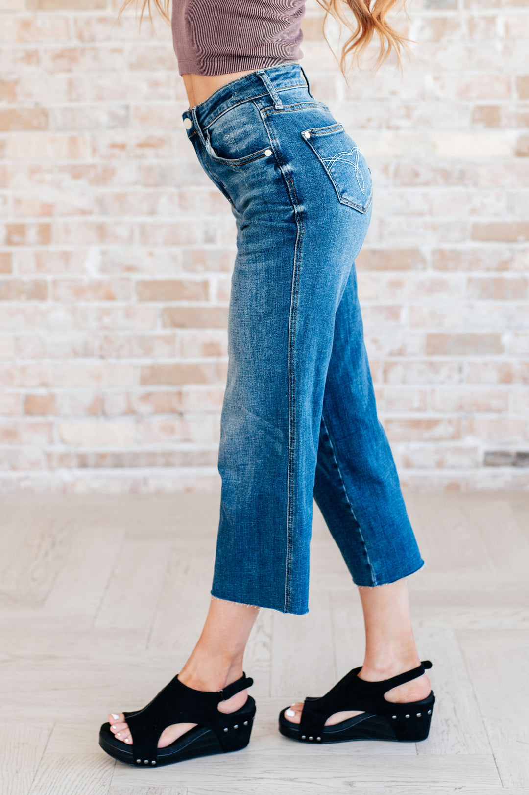 Hayes High Rise Wide Leg Crop Jeans by Judy Blue