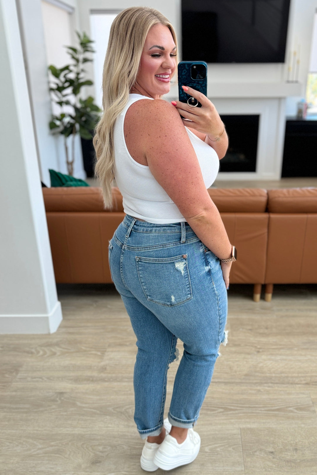 Frankie High Waist Distressed Judy Blue Boyfriend Jeans