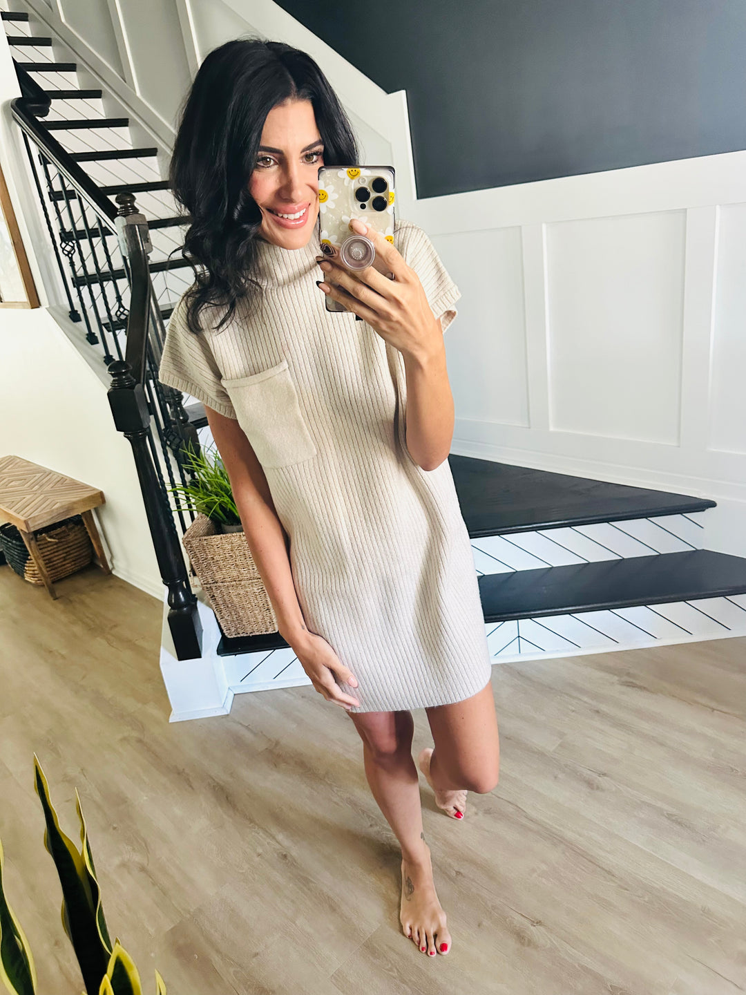 Gia Short Sleeve Sweater Mini Dress