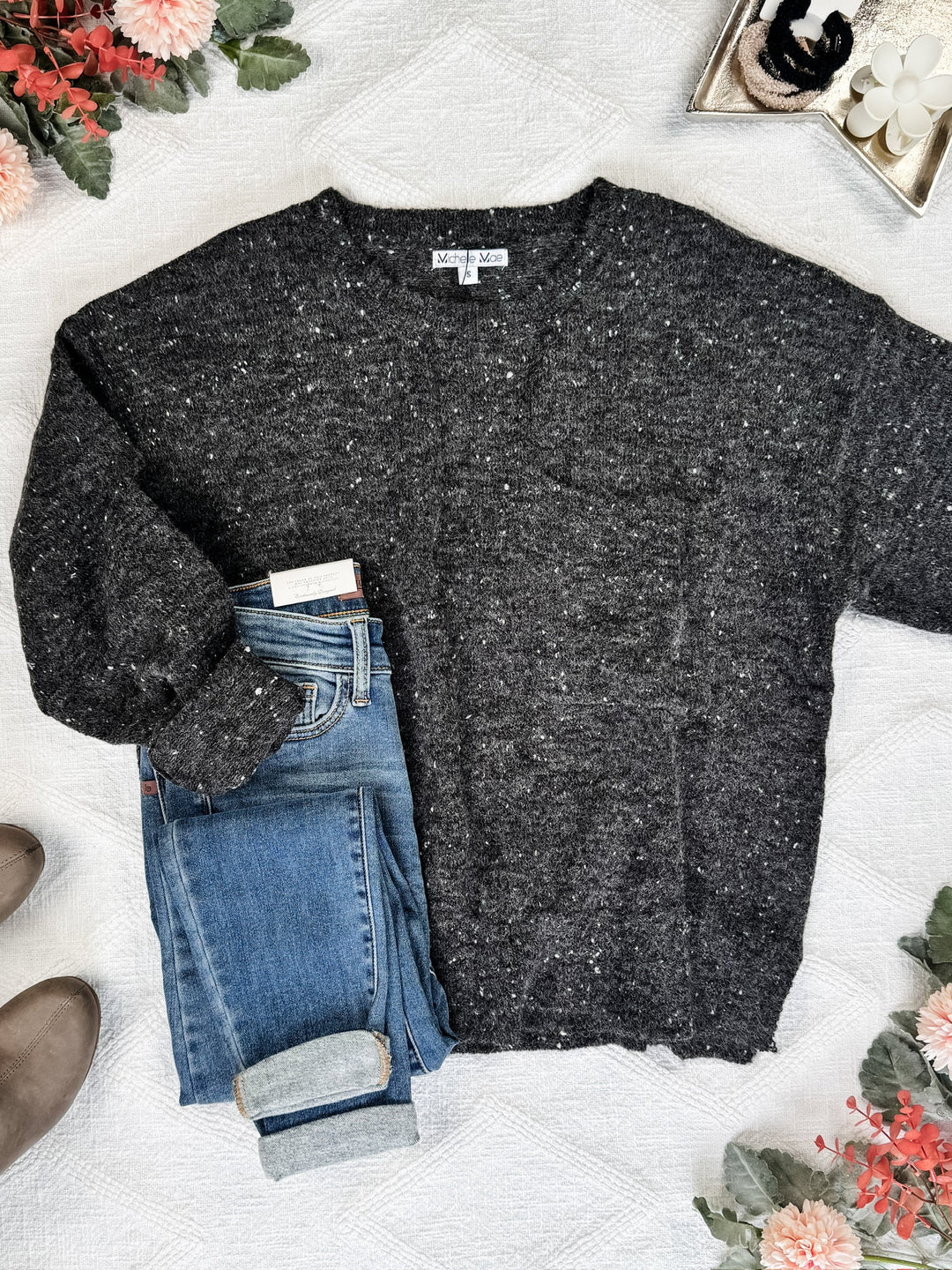 IN STOCK Confetti Sweater - Charcoal