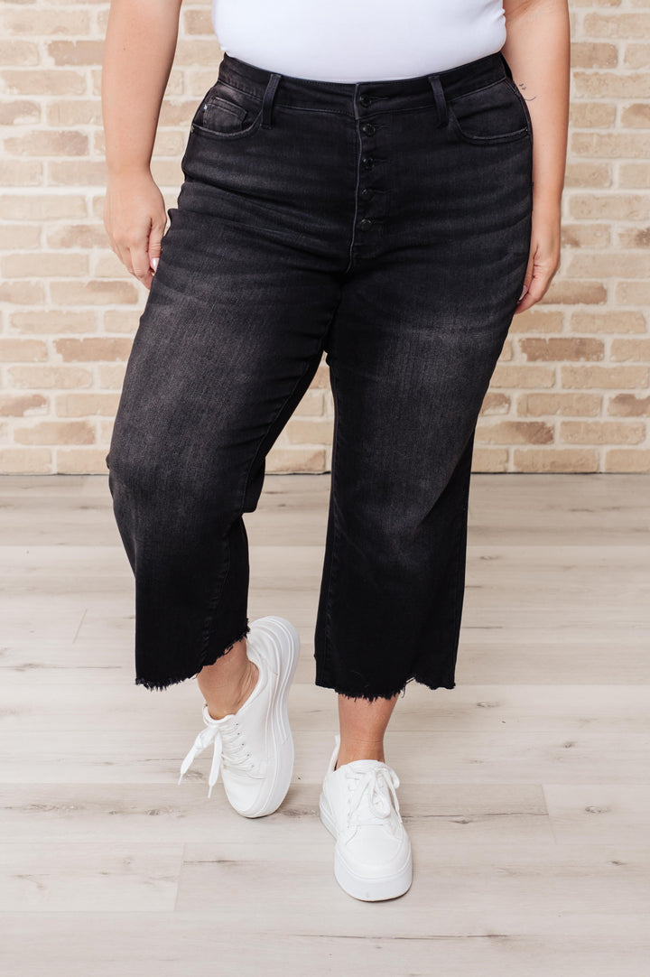 Ryan High Rise Button Fly Wide Leg Crop Jeans by Judy Blue