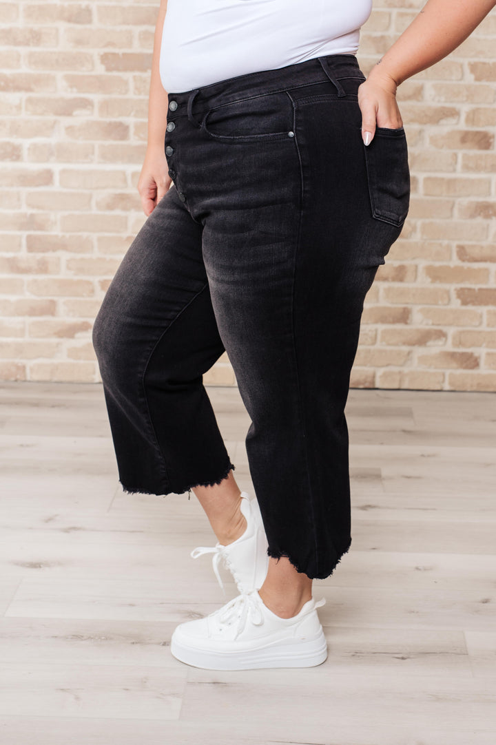 Ryan High Rise Button Fly Wide Leg Crop Jeans by Judy Blue