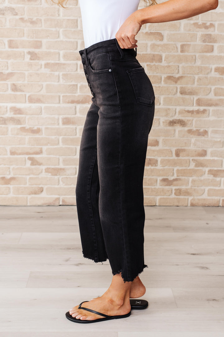 Ryan High Rise Button Fly Wide Leg Crop Jeans by Judy Blue