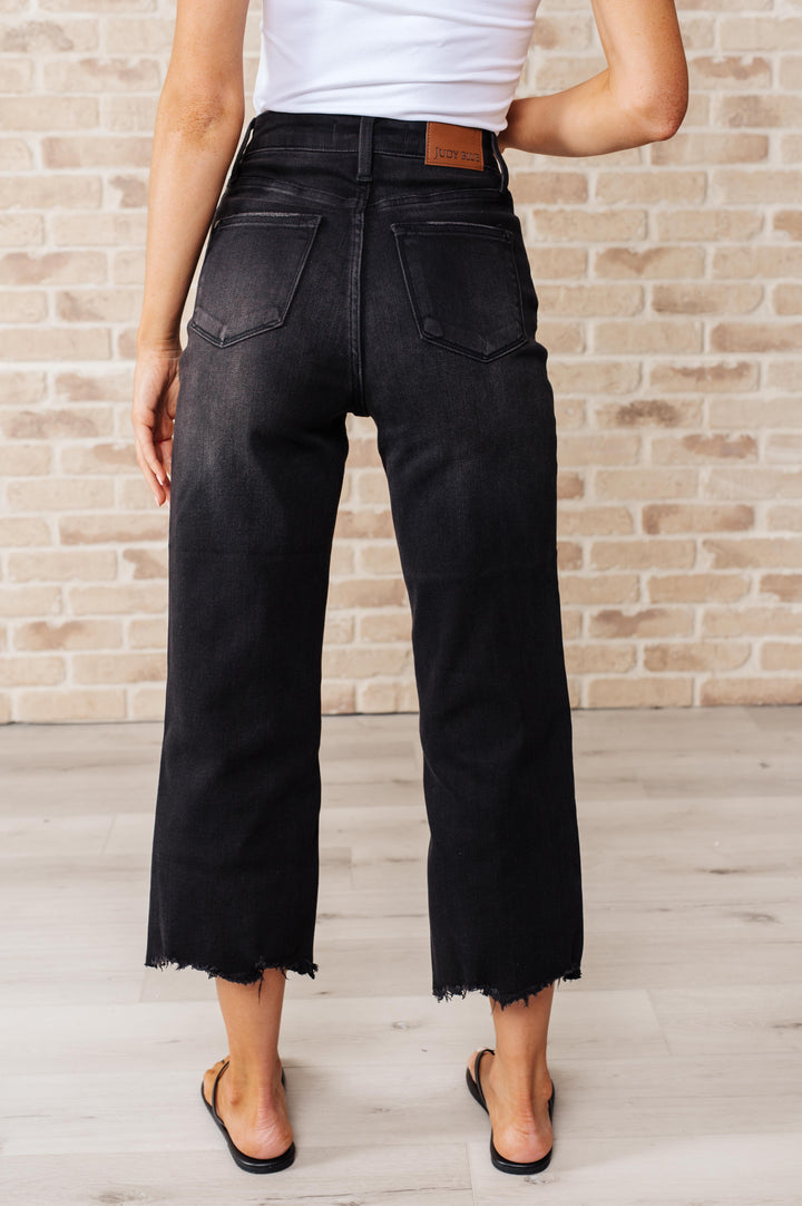 Ryan High Rise Button Fly Wide Leg Crop Jeans by Judy Blue