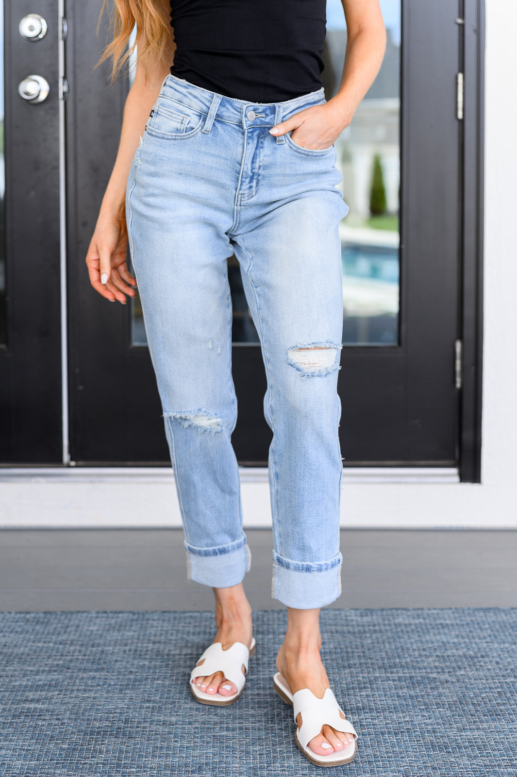 Sam Mid Rise Star Pocket Boyfriend Judy Blue Jeans