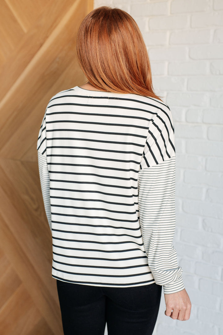 Super Clever Patchwork Striped Top in Ivory