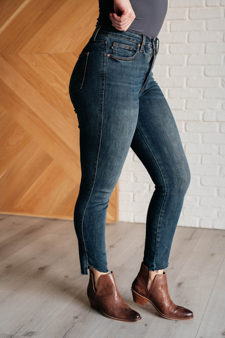 Judy Blue- Tessa High Rise Control Top Step Hem Skinny Jeans