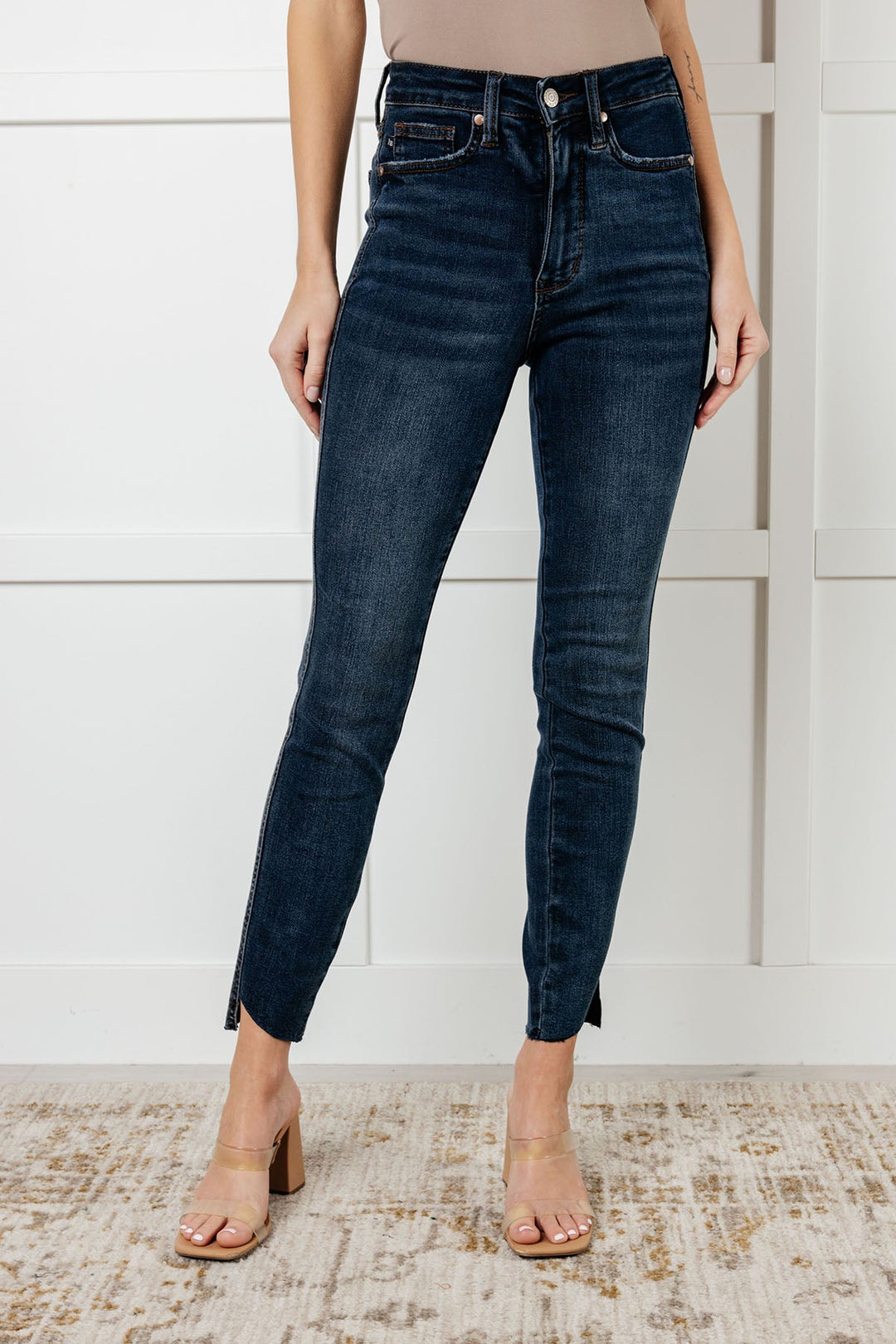 Judy Blue- Tessa High Rise Control Top Step Hem Skinny Jeans