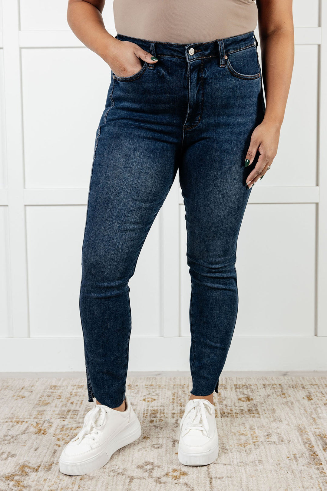 Judy Blue- Tessa High Rise Control Top Step Hem Skinny Jeans