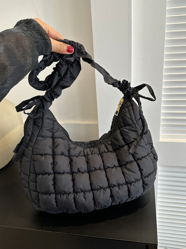 Bubble Texture Ruched Strap Quilted Shoulder Bag