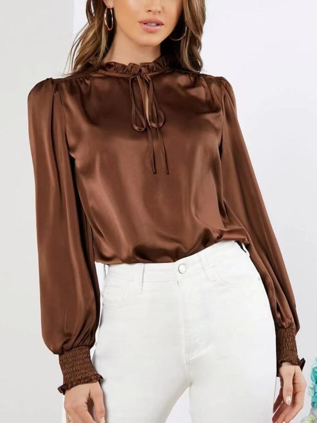 Frill Tied Lantern Sleeve Blouse