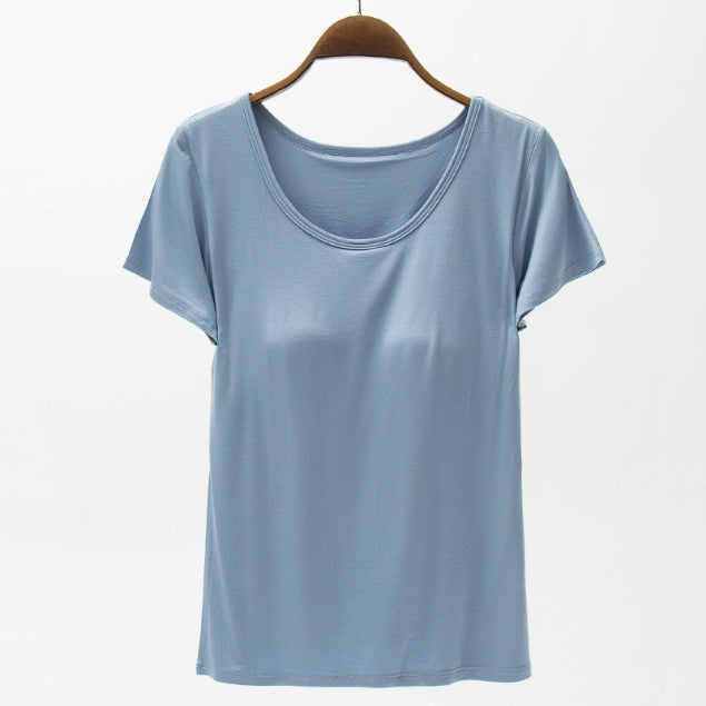 Round Neck Modal T-Shirt with Bra