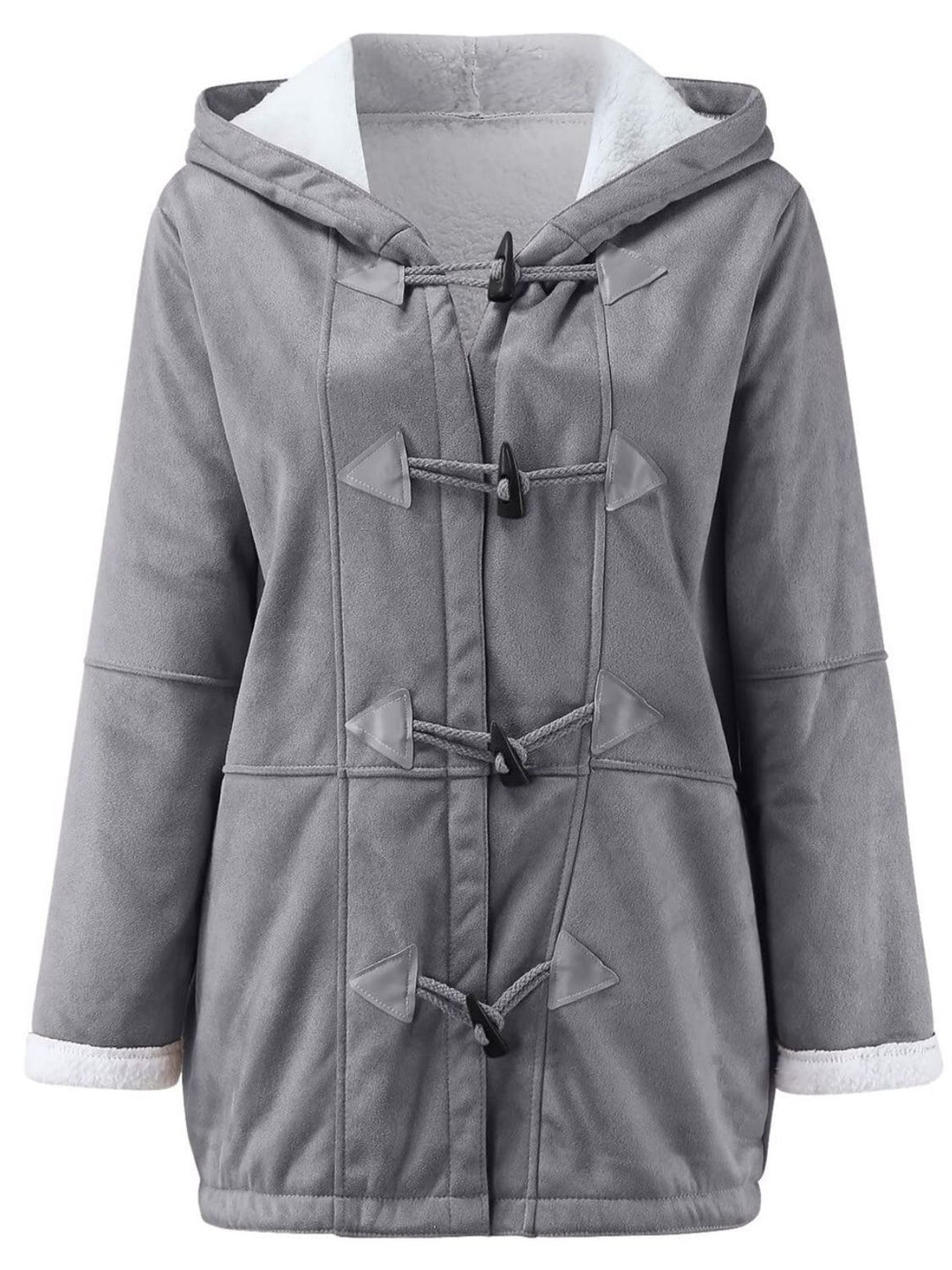 Full Size Pocketed Long Sleeve Hooded Toggle Jacket