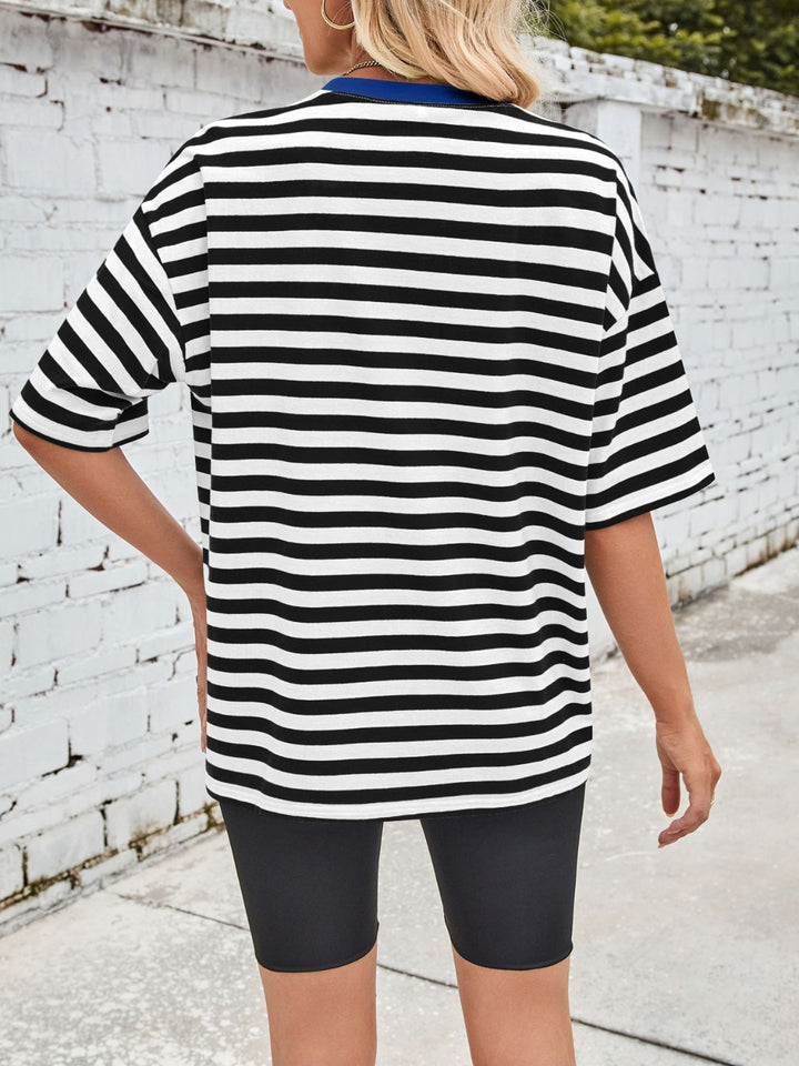 Lovelet Striped Round Neck Half Sleeve T-Shirt