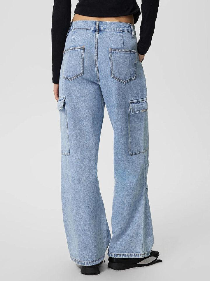 Mid-Rise Waist Jeans with Pockets