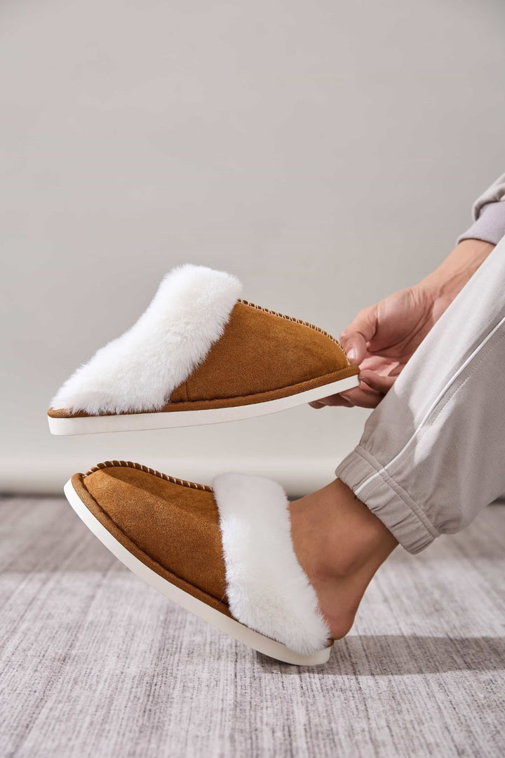 Faux Fur Round Toe Slippers