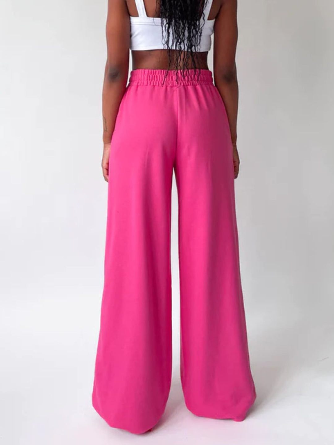 Elastic Waist Wide Leg Pants