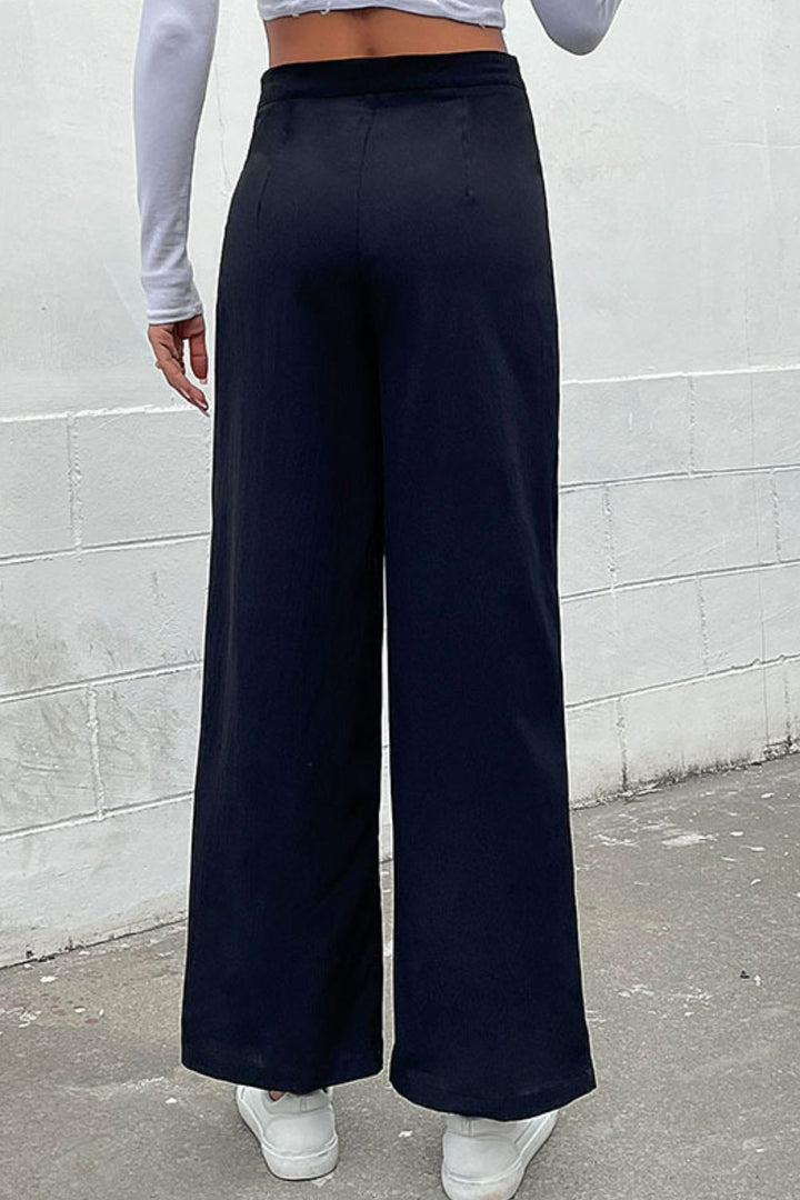 Perfee Double-Breasted Wide Leg Pants