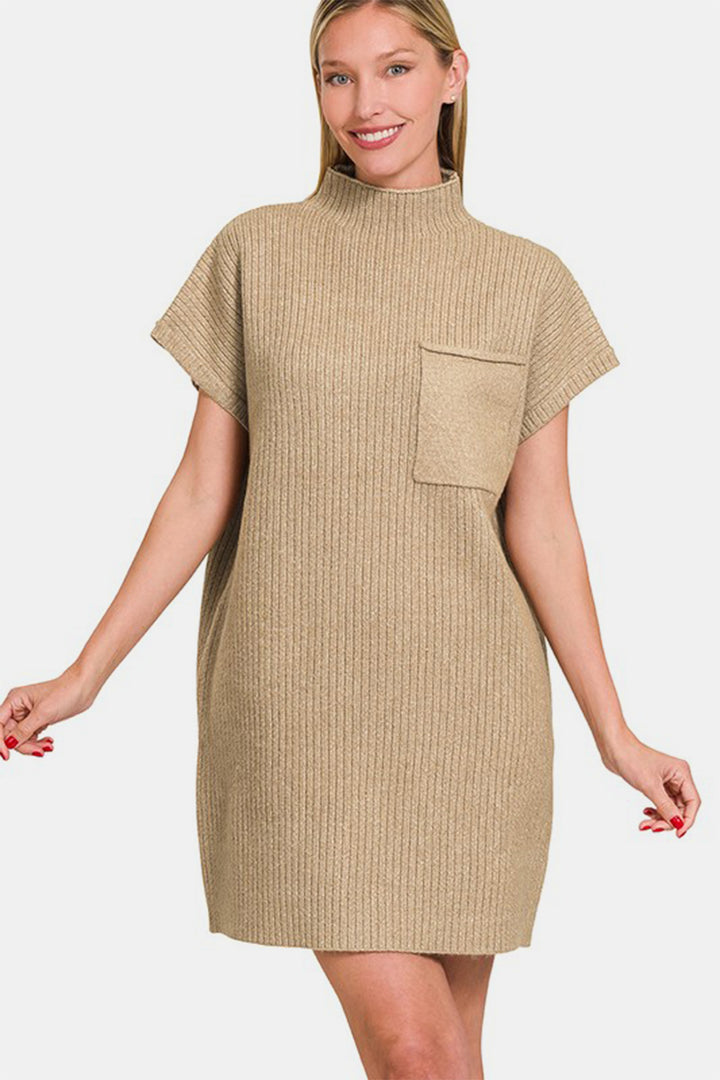 Zenana Short Sleeve Sweater Mini Dress